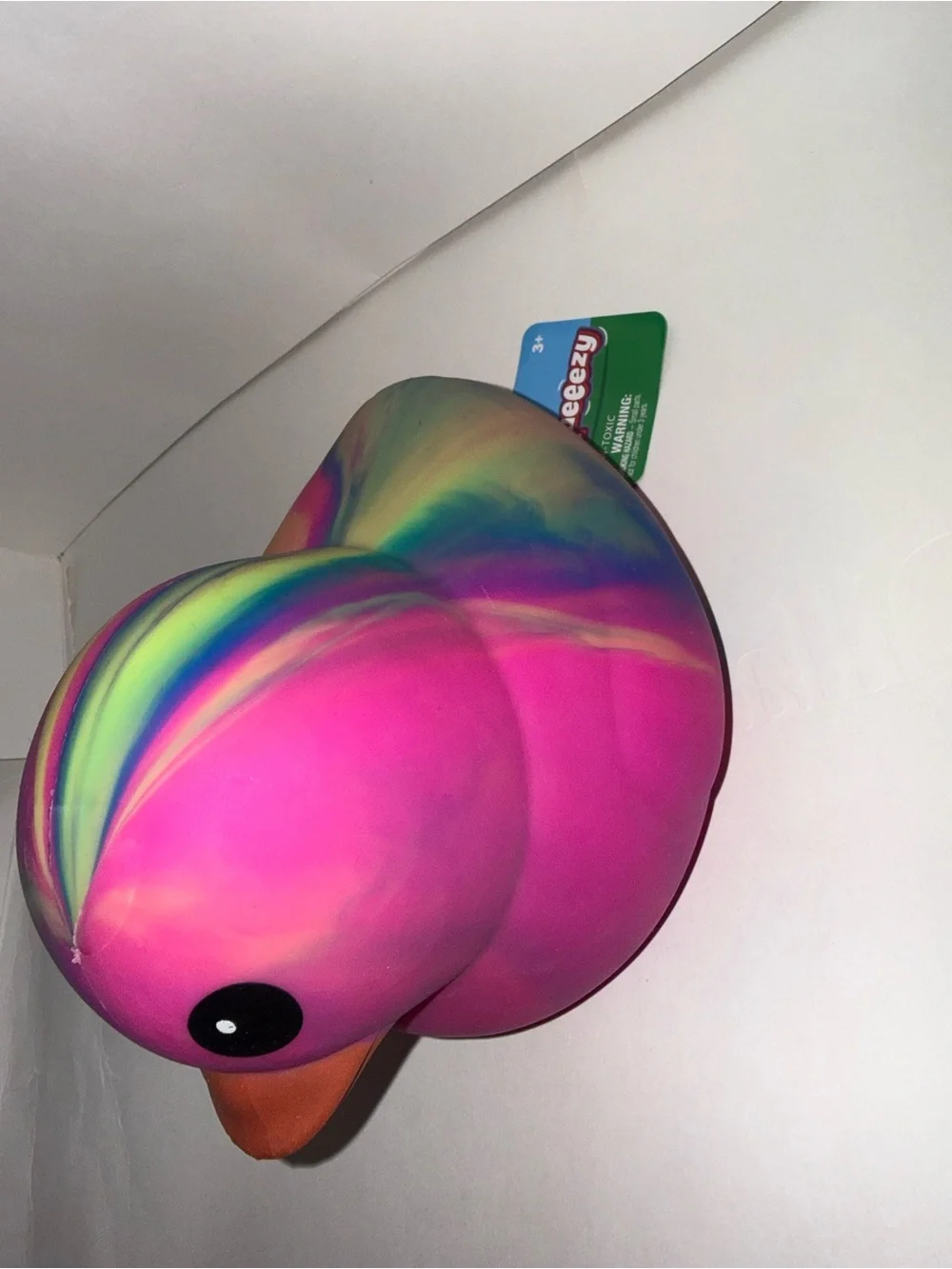 New Sunny Days Viral Jumbo Squeeezy Rainbow Tye Dye Duck Squish Toy Squeezy